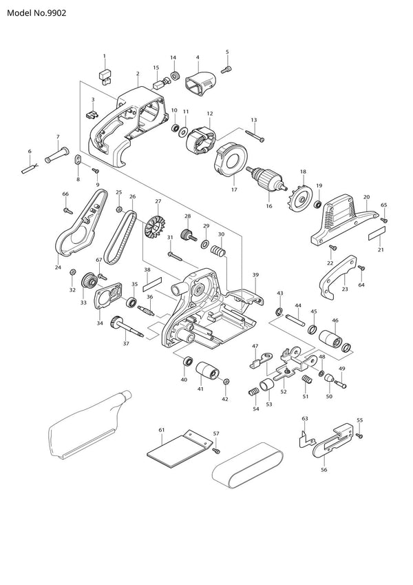 Vue éclatée Makita 9902 - page 1