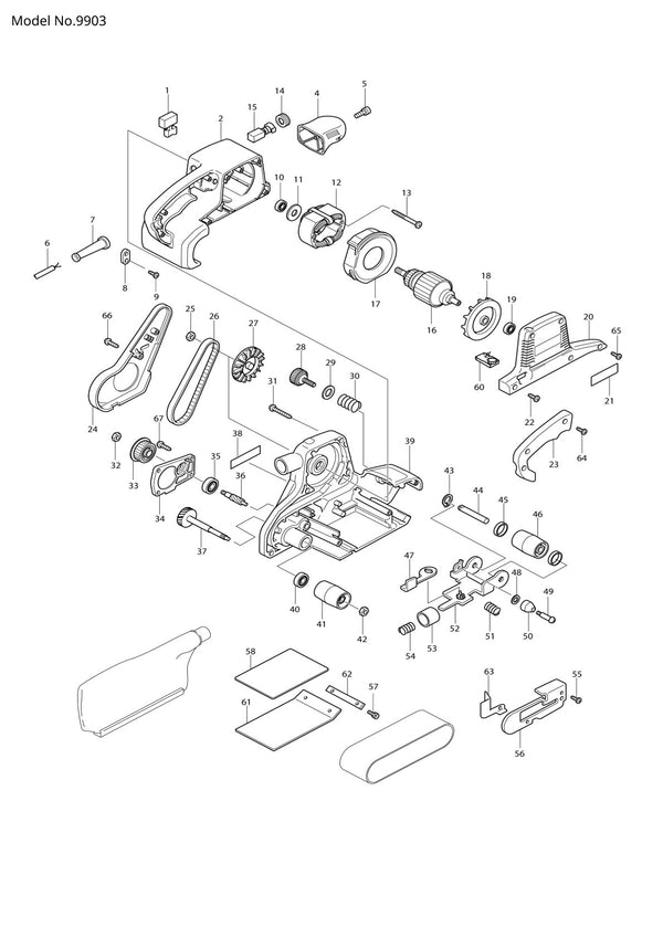 Vue éclatée Makita 9903 - page 1