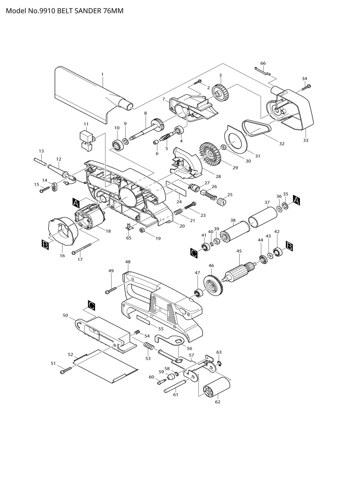 Pièces détachées ponceuse à bande Makita 9910