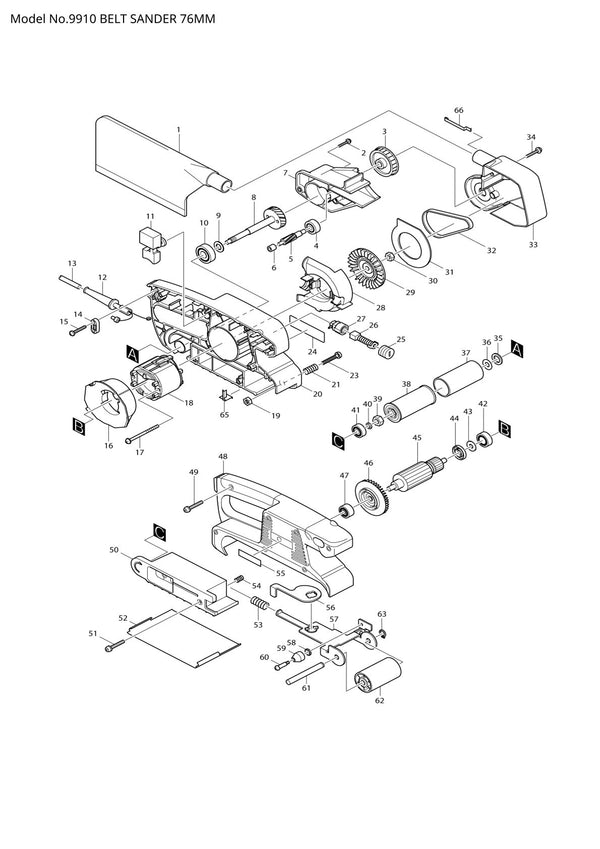 Pièces détachées ponceuse à bande Makita 9910