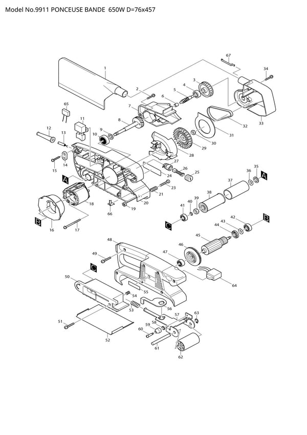 Pièces détachées ponceuse à bande Makita 9911