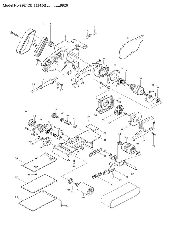 Vue éclatée Makita 9924DB - page 1