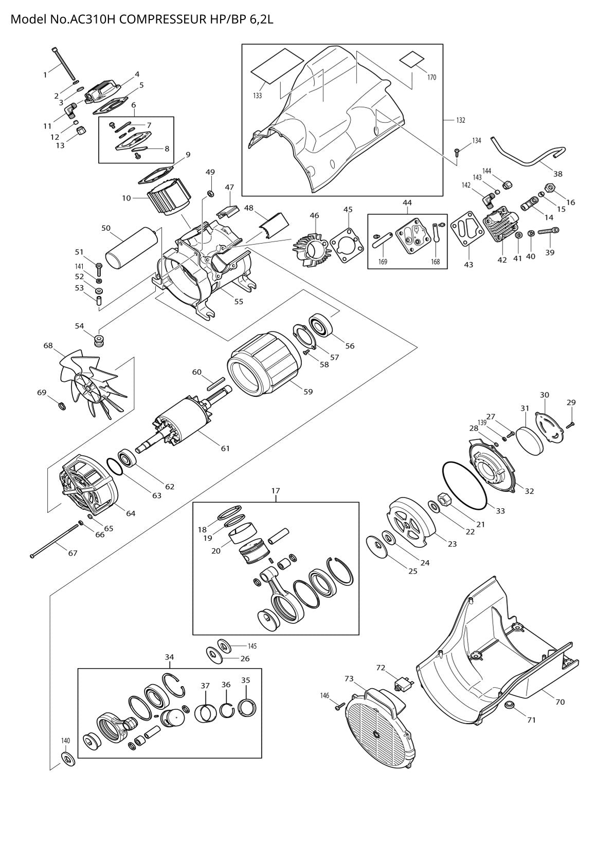 Vue éclatée Makita AC310H - page 1