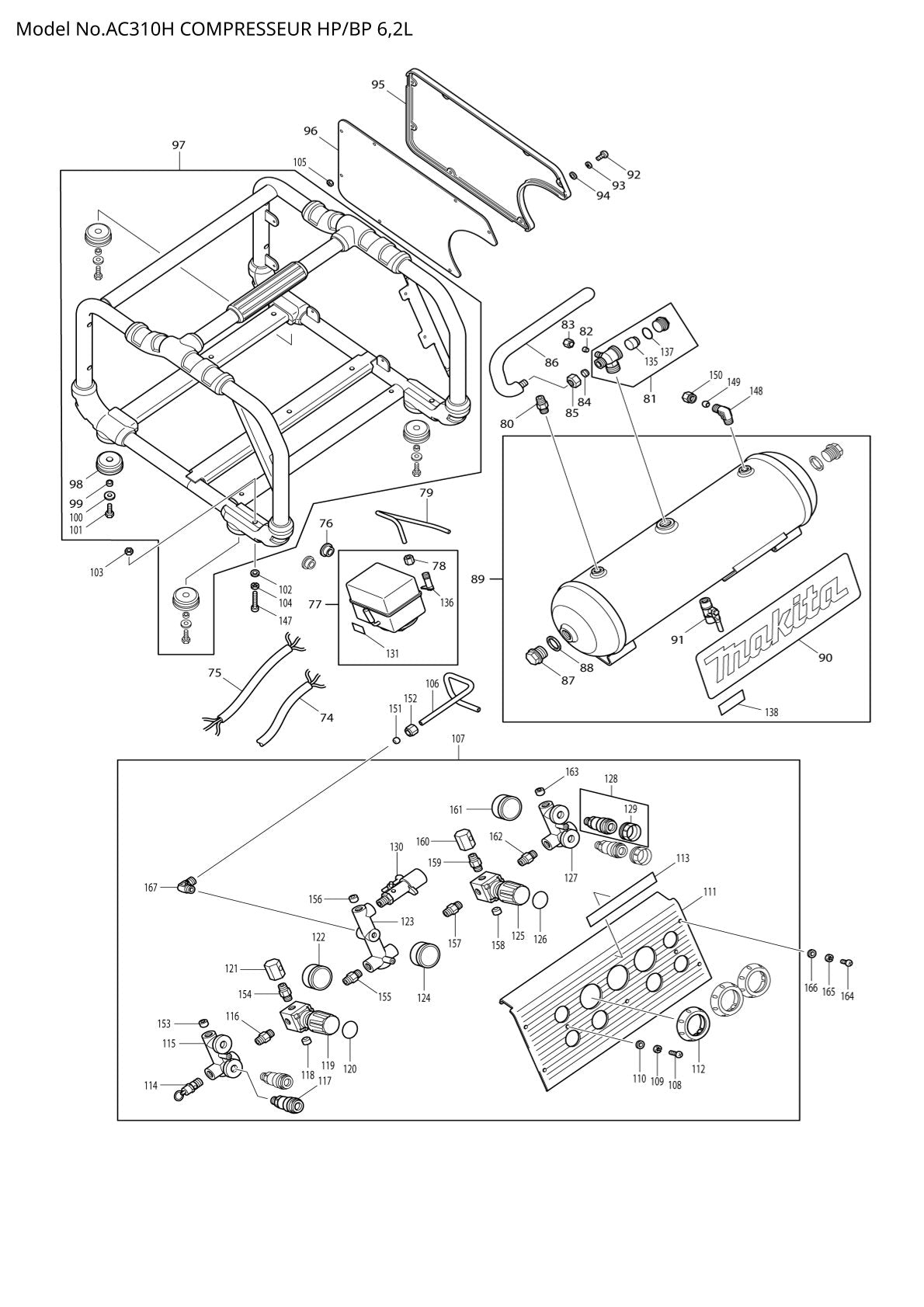 Vue éclatée Makita AC310H - page 2