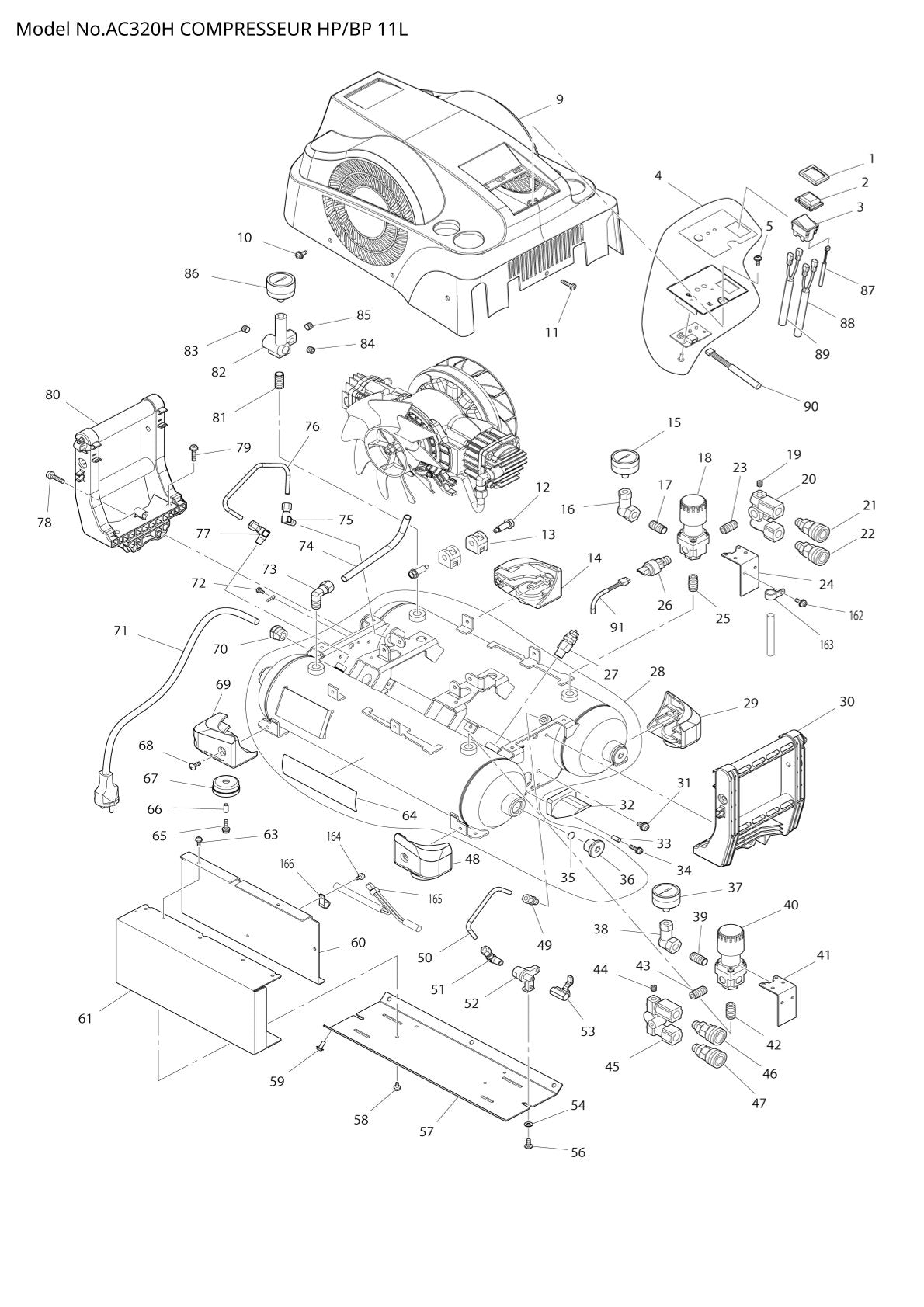 Vue éclatée Makita AC320H - page 1
