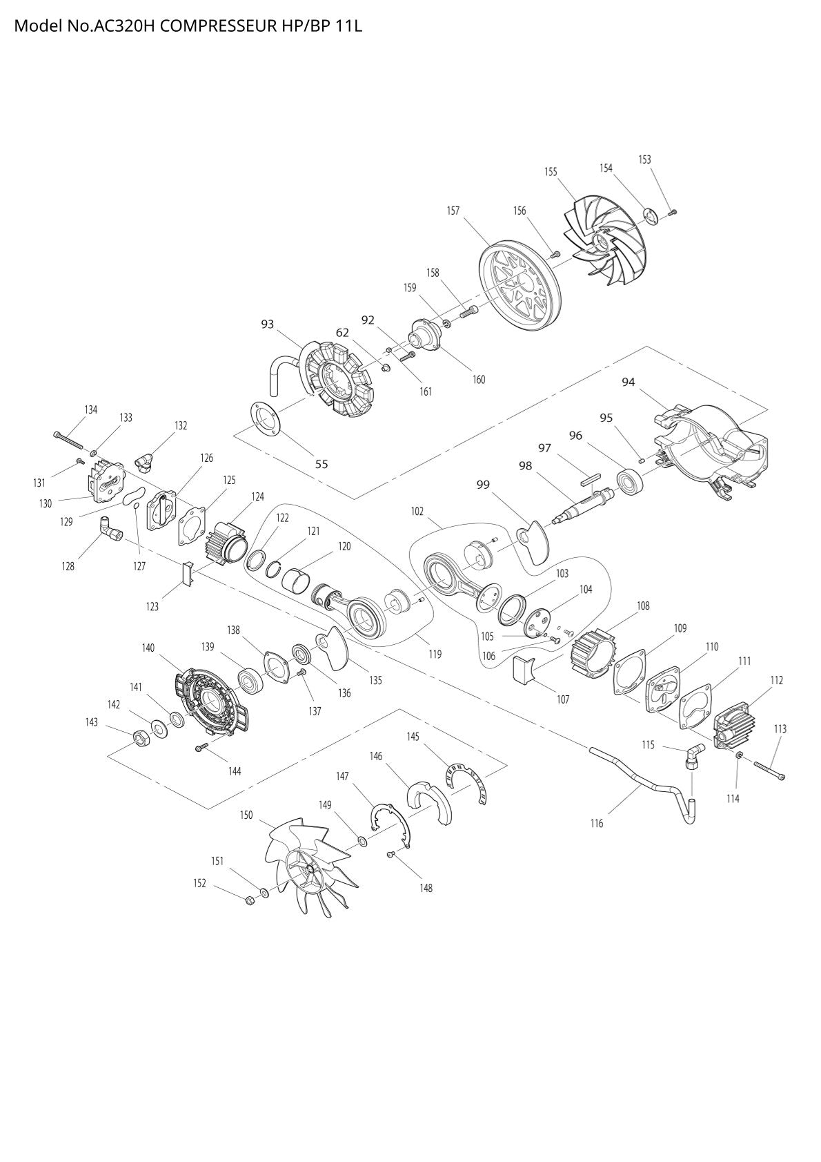 Vue éclatée Makita AC320H - page 2