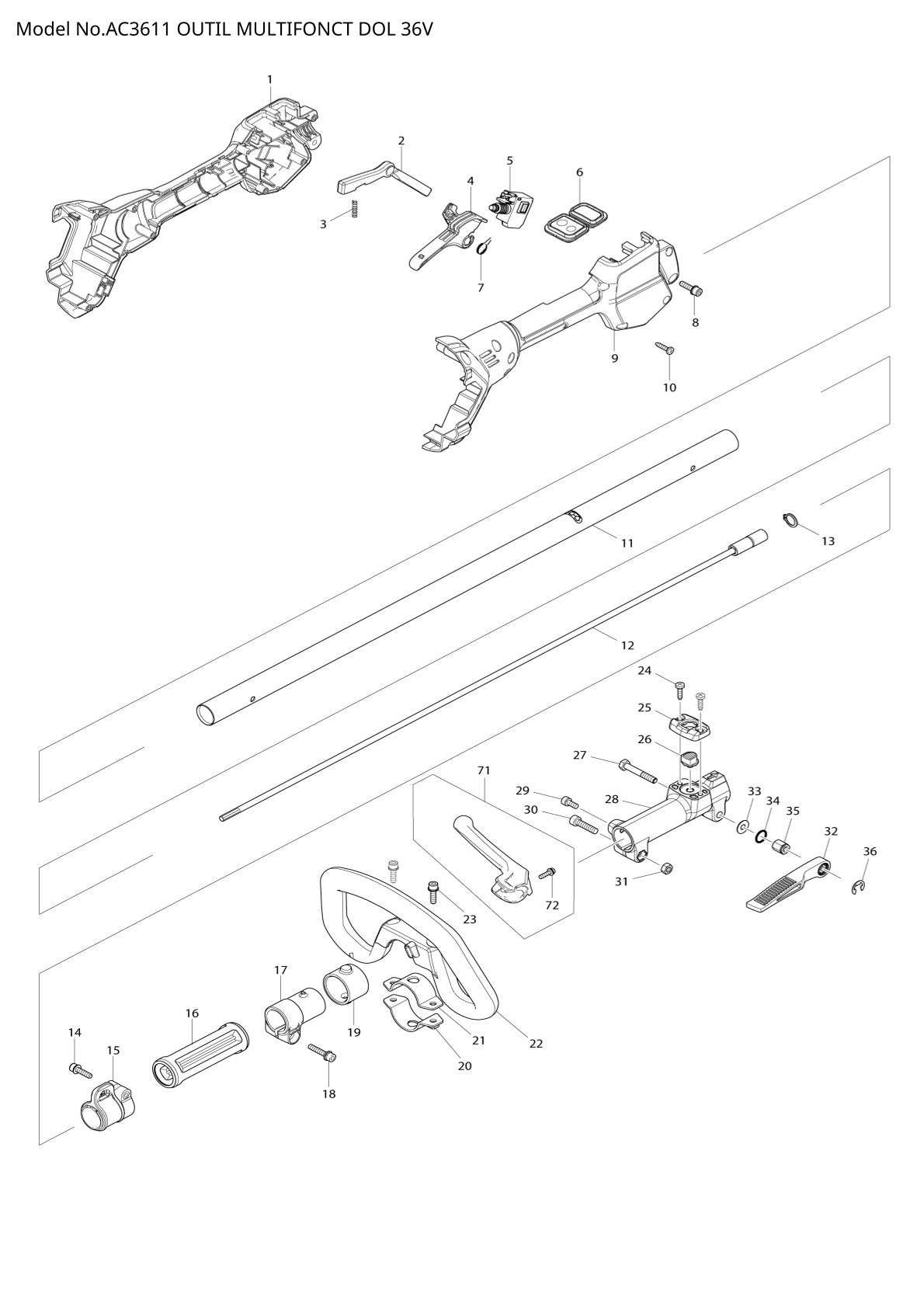 Vue éclatée Makita AC3611 - page 1