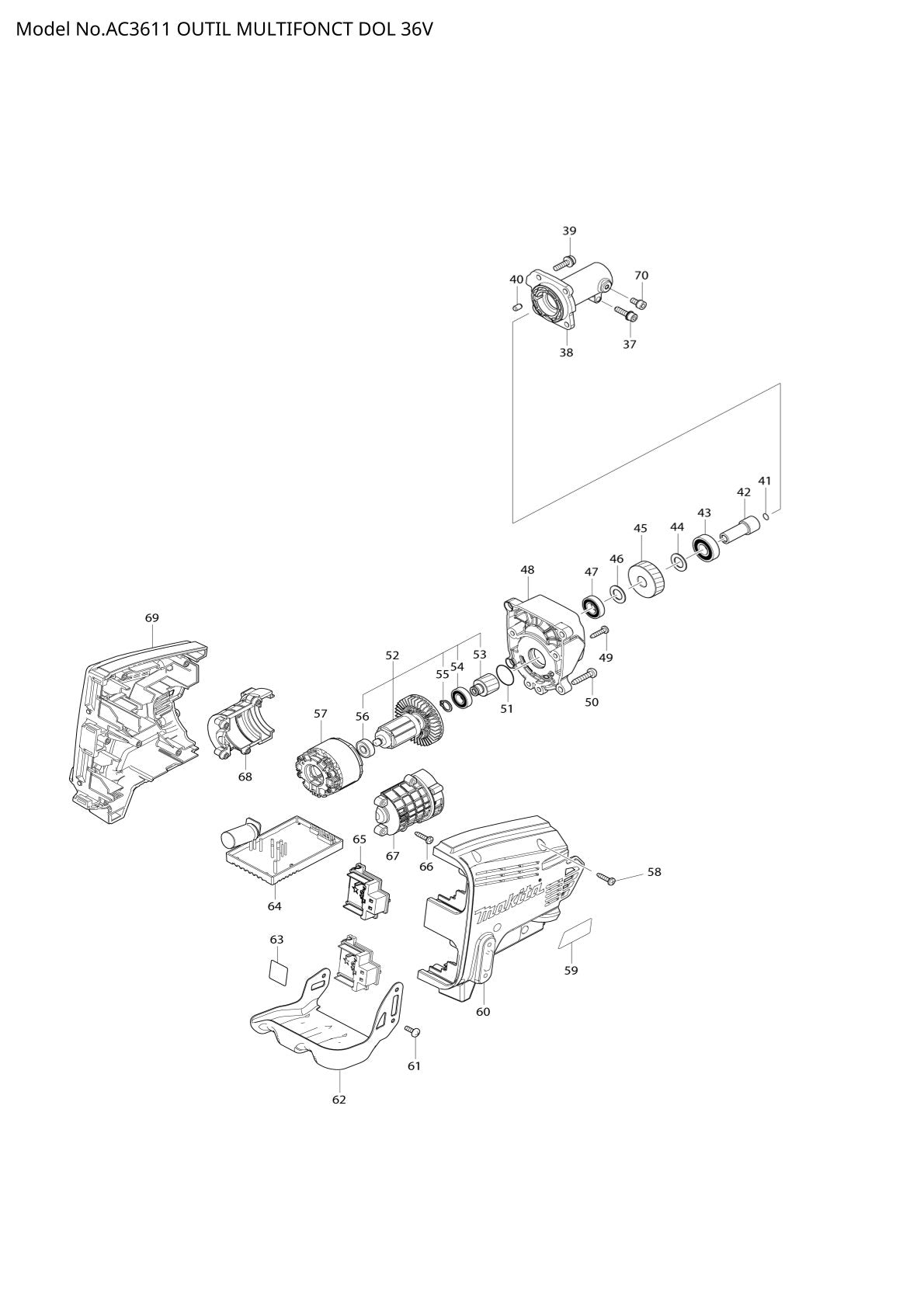 Vue éclatée Makita AC3611 - page 2