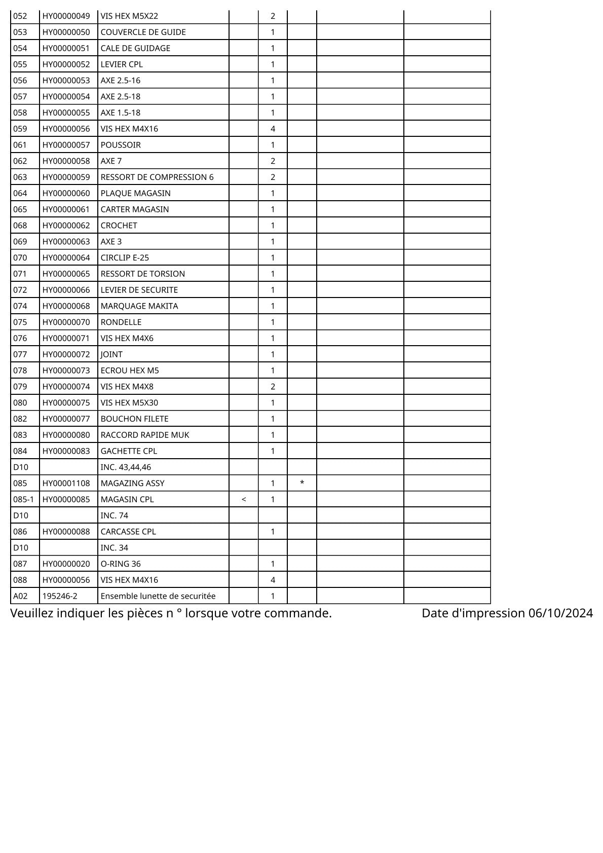 Vue éclatée Makita AF505N - page 3