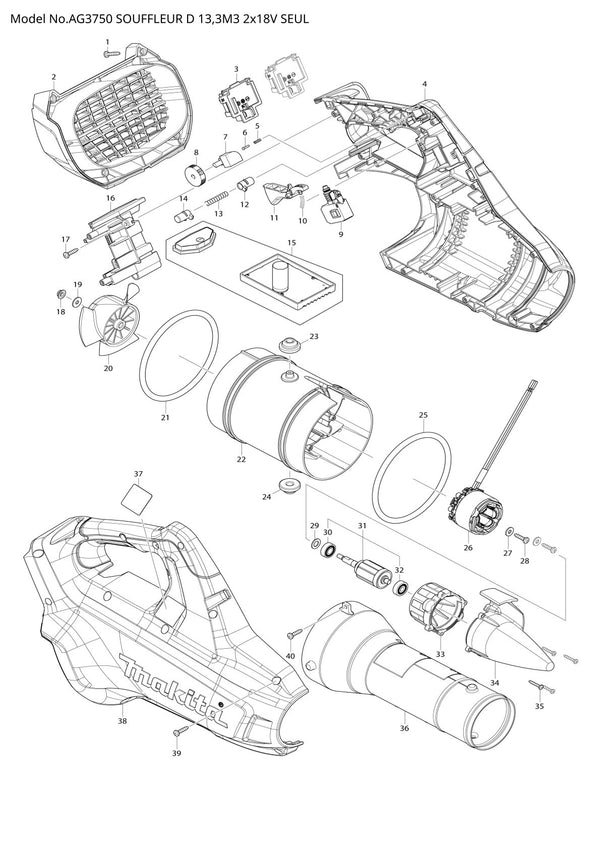 Vue éclatée Makita AG-3750 - page 1