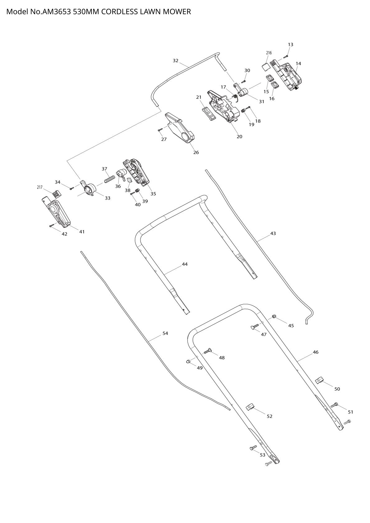 Vue éclatée Makita AM3653 - page 1