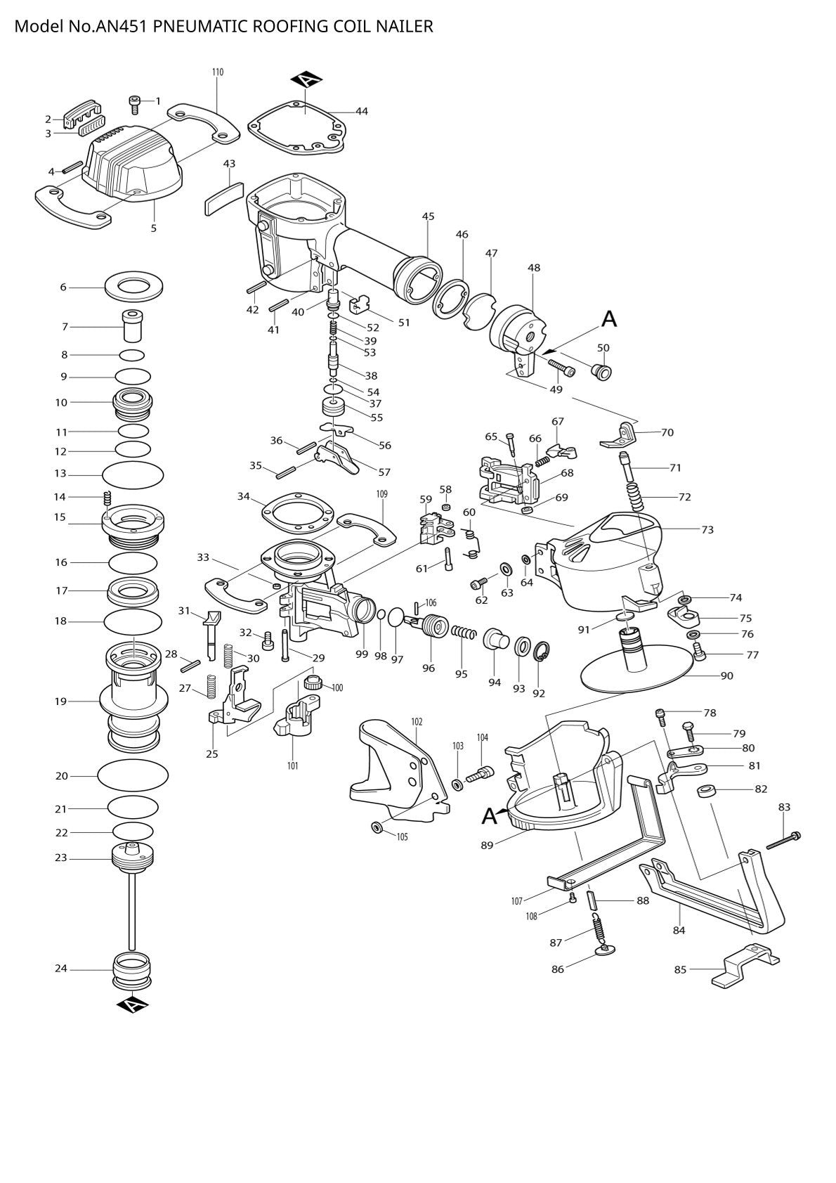 Vue éclatée Makita AN451 - page 1