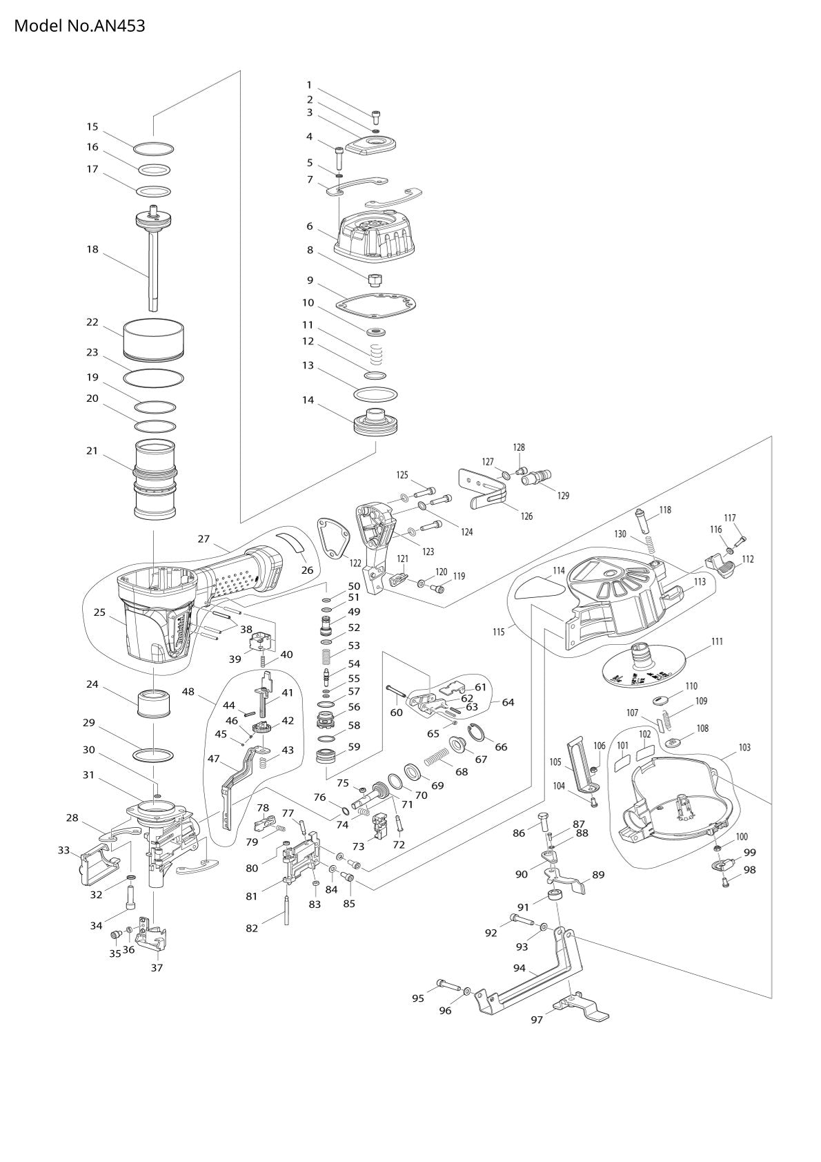 Vue éclatée Makita AN453 - page 1