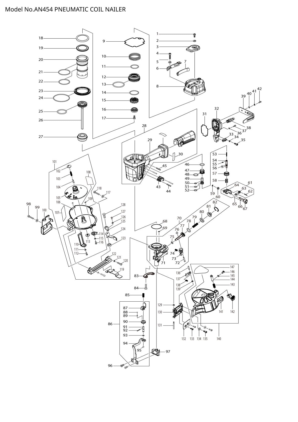 Vue éclatée Makita AN454 - page 1