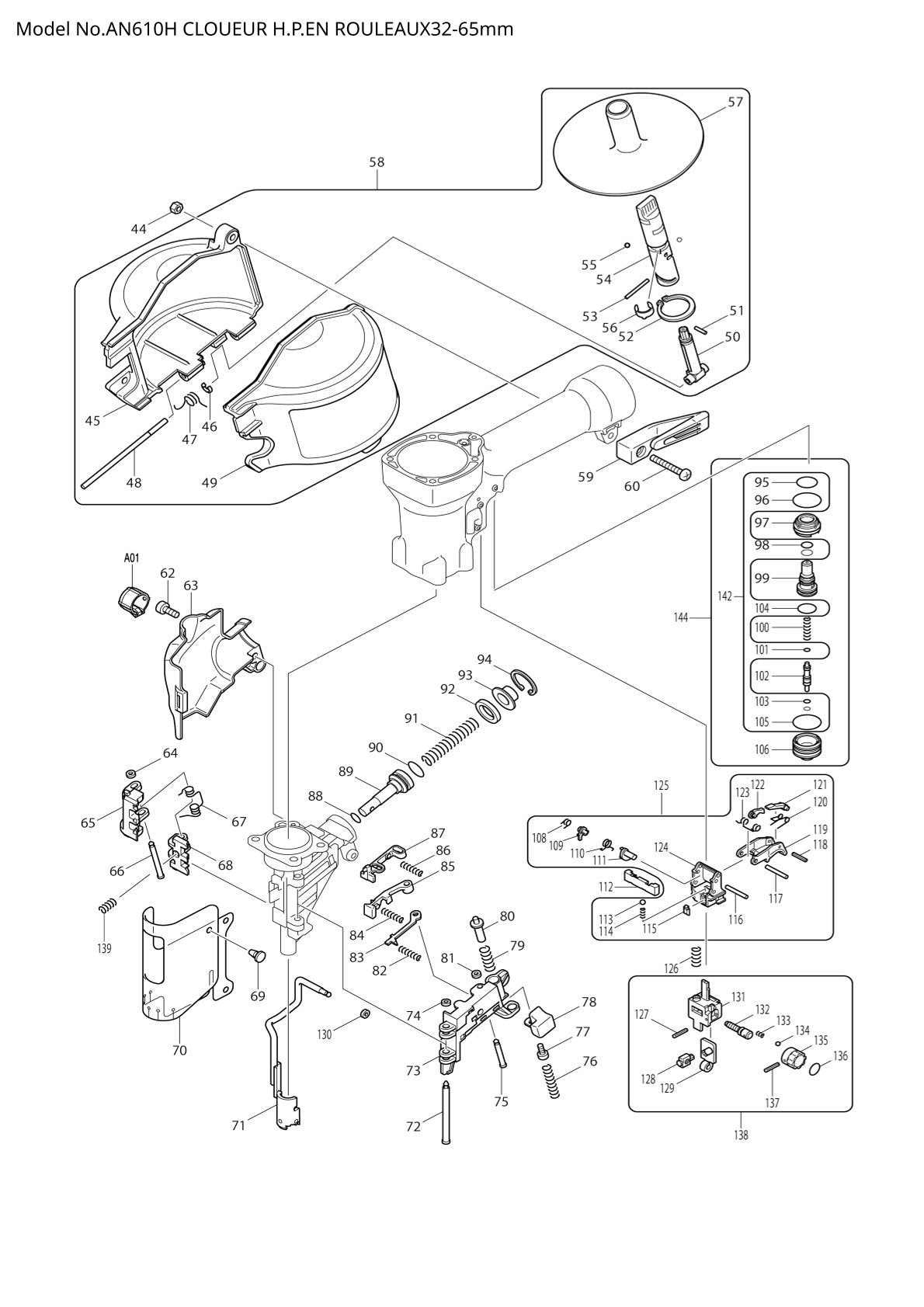 Vue éclatée Makita AN610H - page 2
