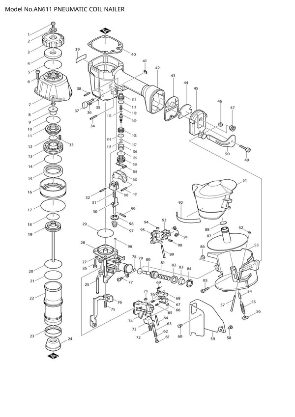 Vue éclatée Makita AN611 - page 1