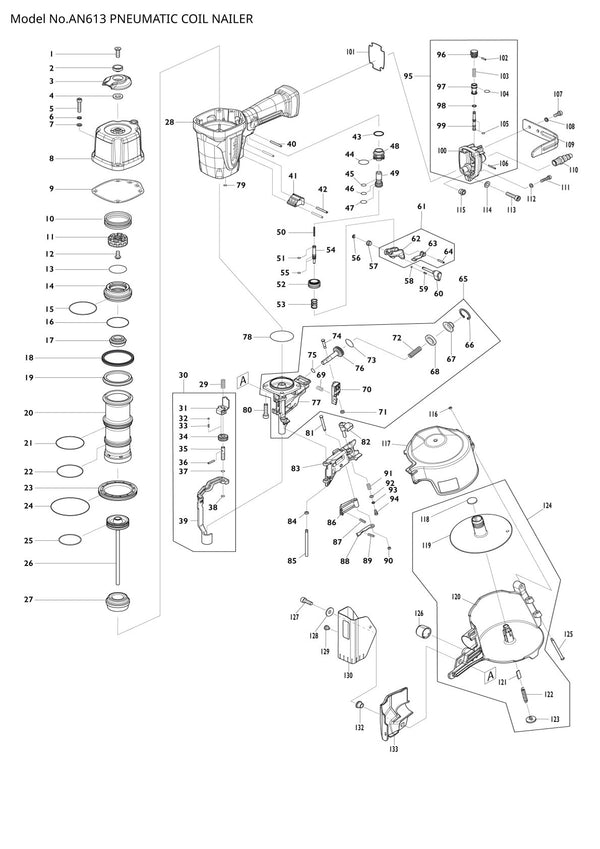 Vue éclatée Makita AN613 - page 1