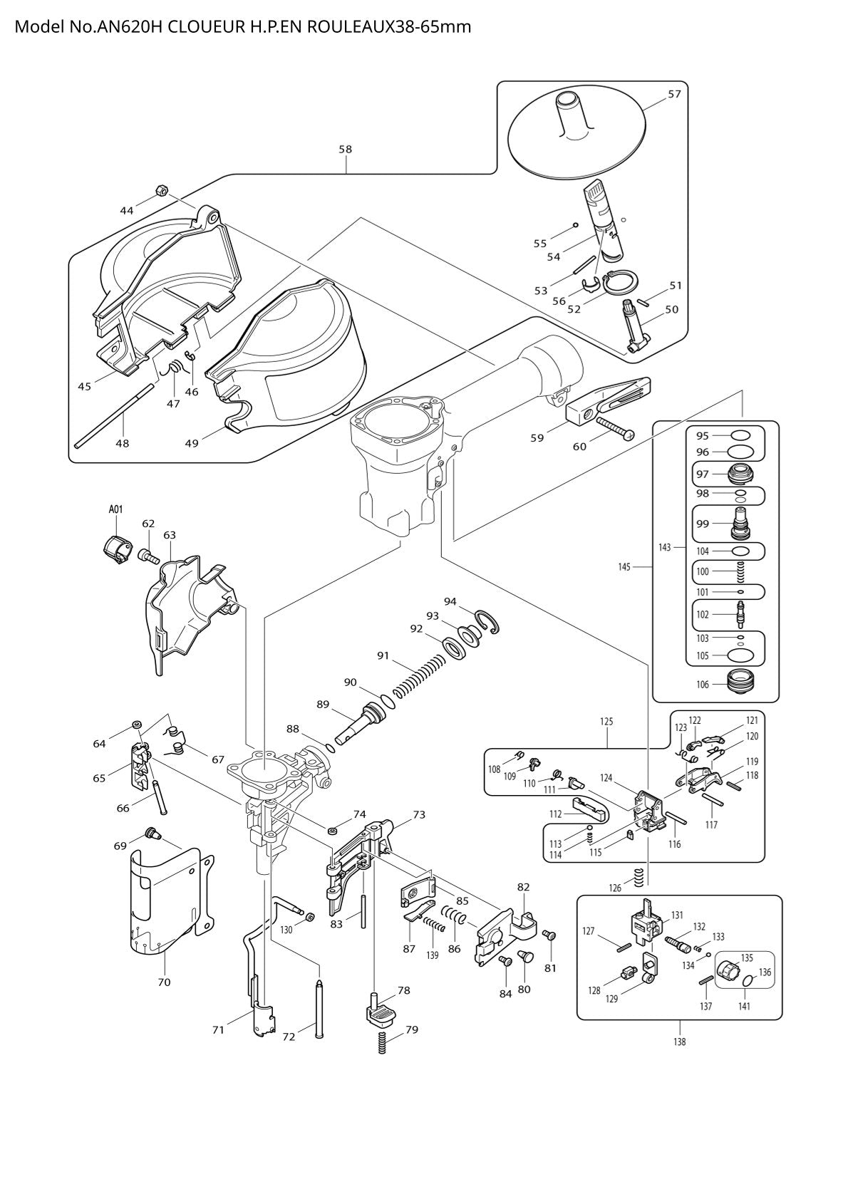 Vue éclatée Makita AN620H - page 2