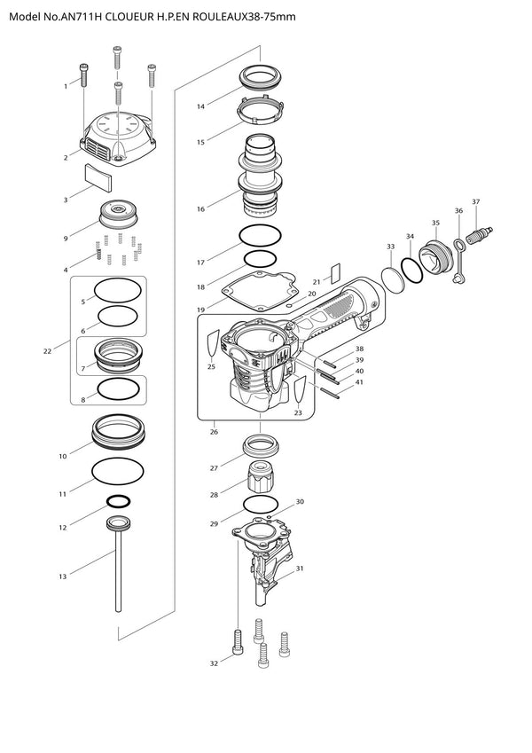 Vue éclatée Makita AN711H - page 1