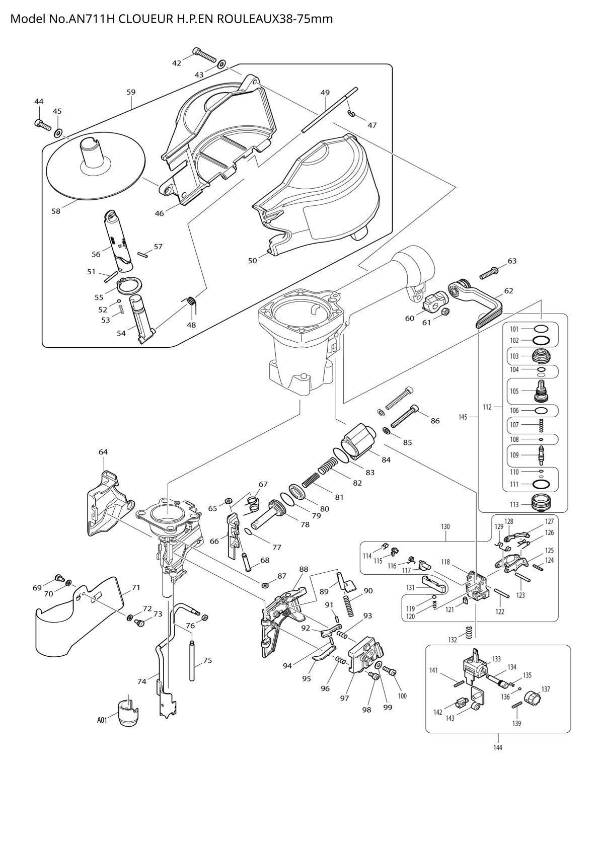 Vue éclatée Makita AN711H - page 2