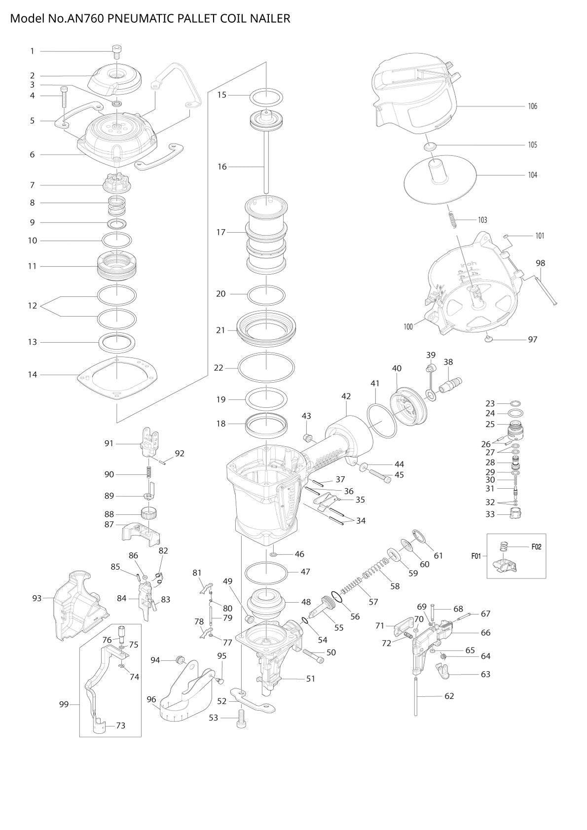 Vue éclatée Makita AN760 - page 1