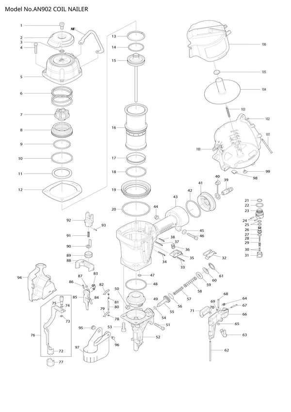 Vue éclatée Makita AN902 - page 1