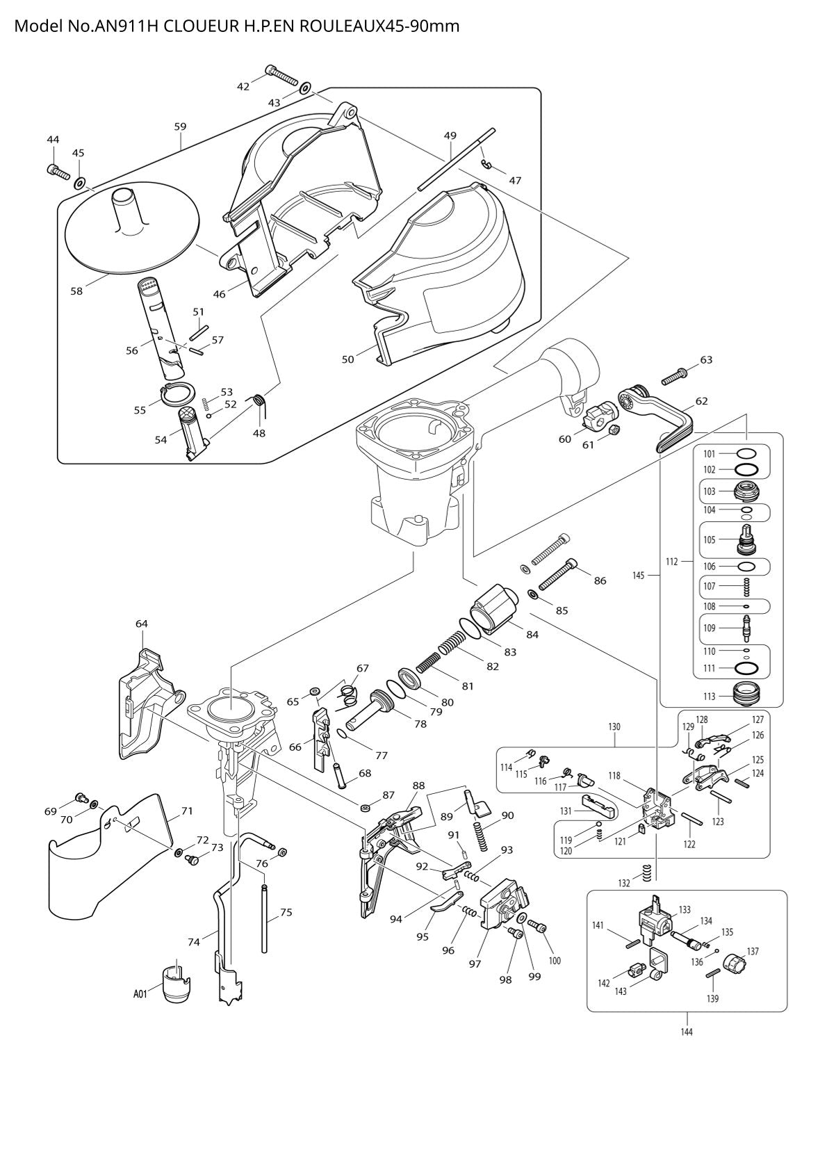 Vue éclatée Makita AN911H - page 2
