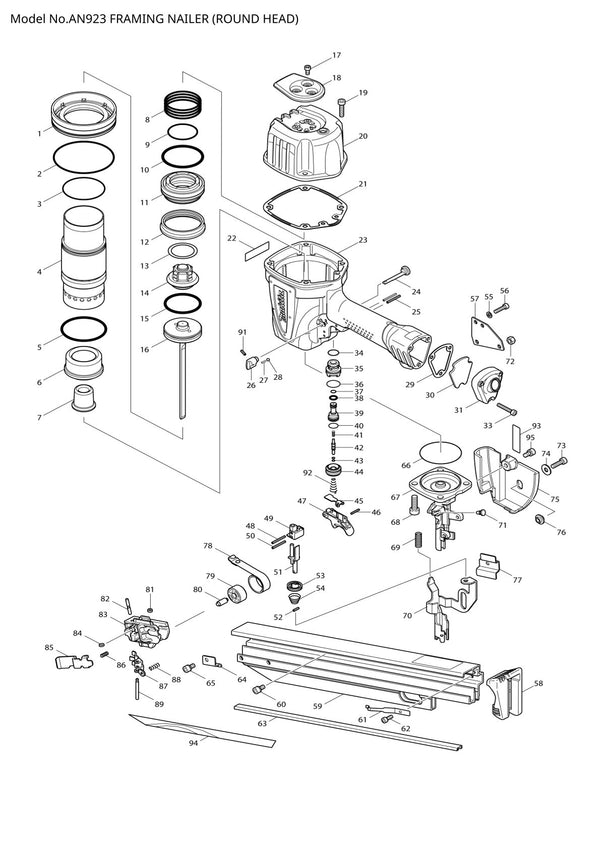 Vue éclatée Makita AN923 - page 1