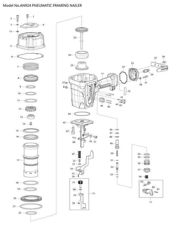 Vue éclatée Makita AN924 - page 1