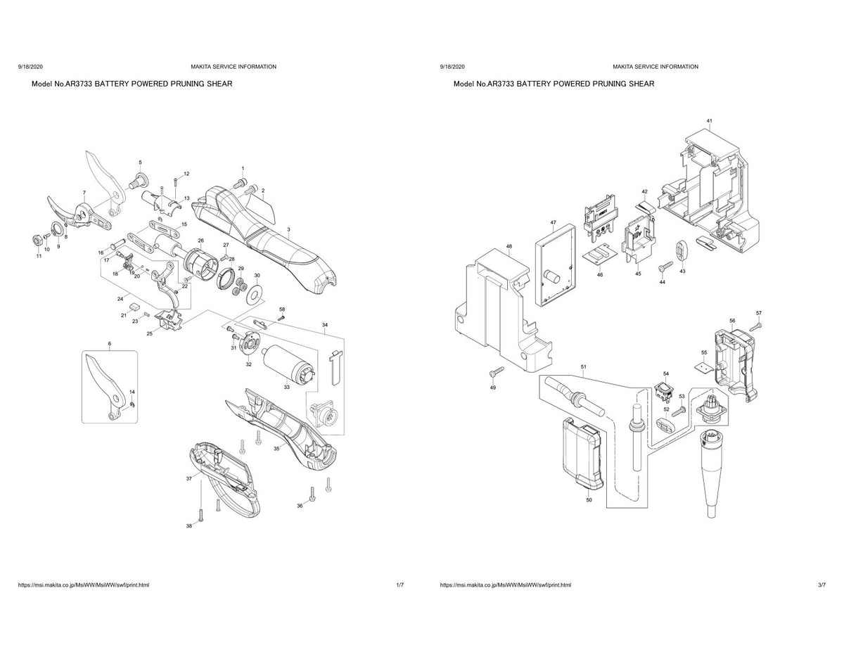 Pièces détachées atomiseur thermique Makita AR-3733