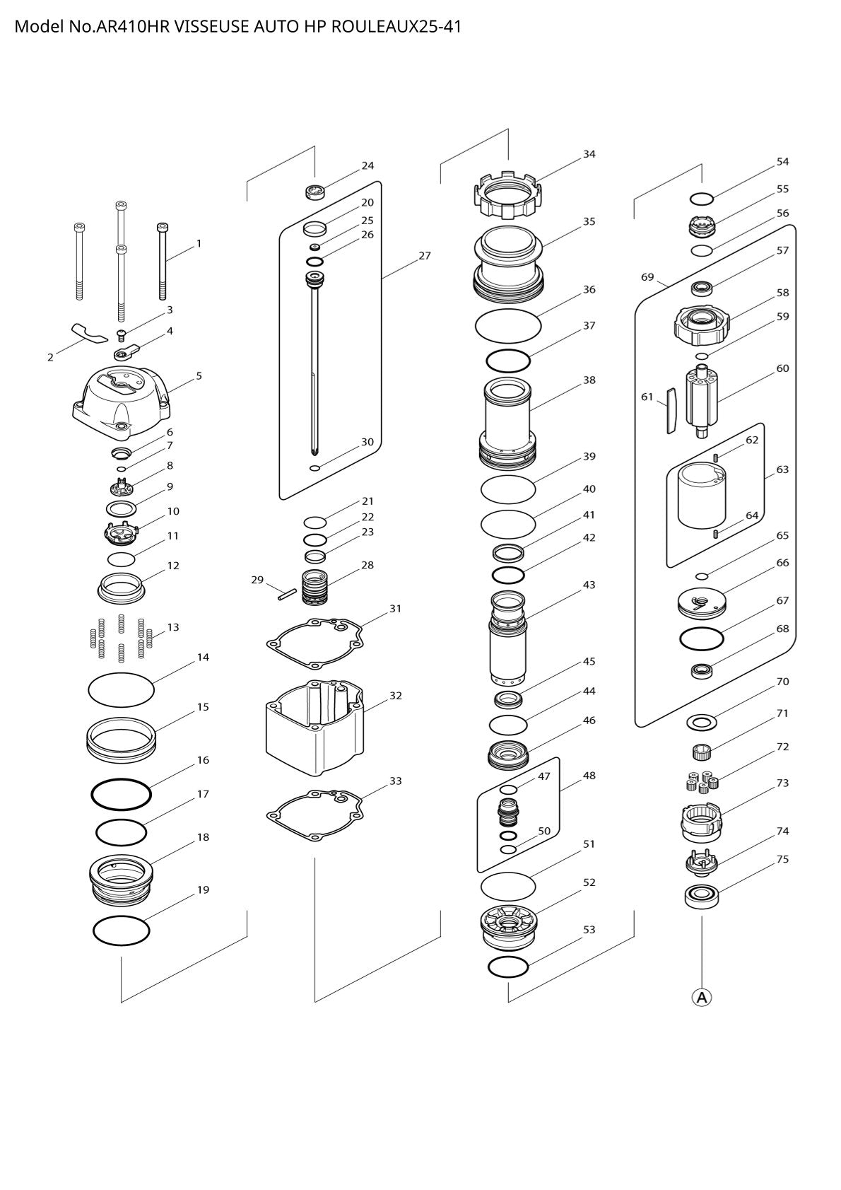 Vue éclatée Makita AR410HR - page 1