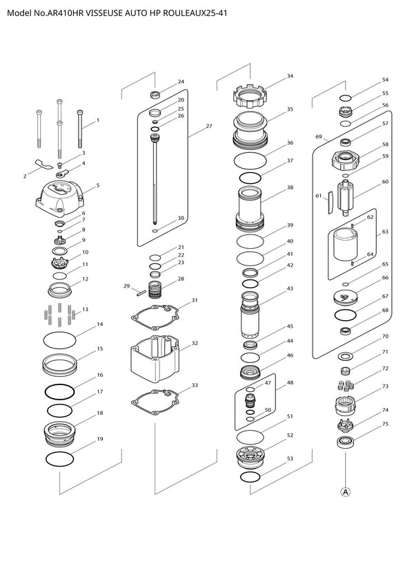 Vue éclatée Makita AR410HR - page 1