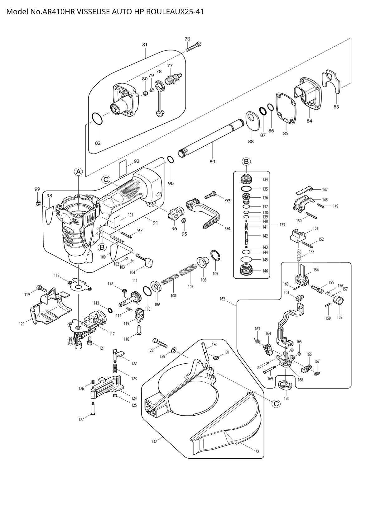 Vue éclatée Makita AR410HR - page 2