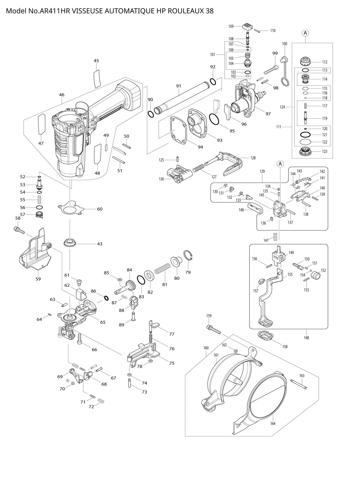 Vue éclatée Makita AR411HR - page 2