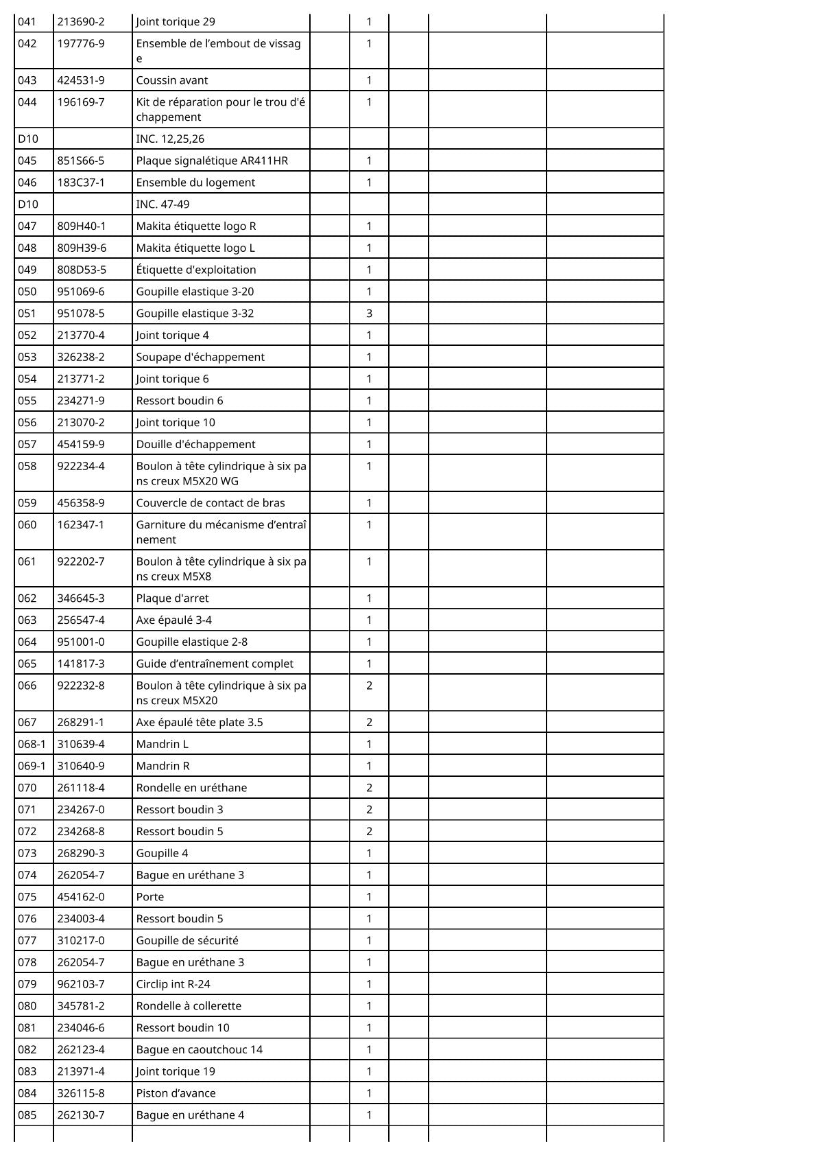 Vue éclatée Makita AR411HR - page 4