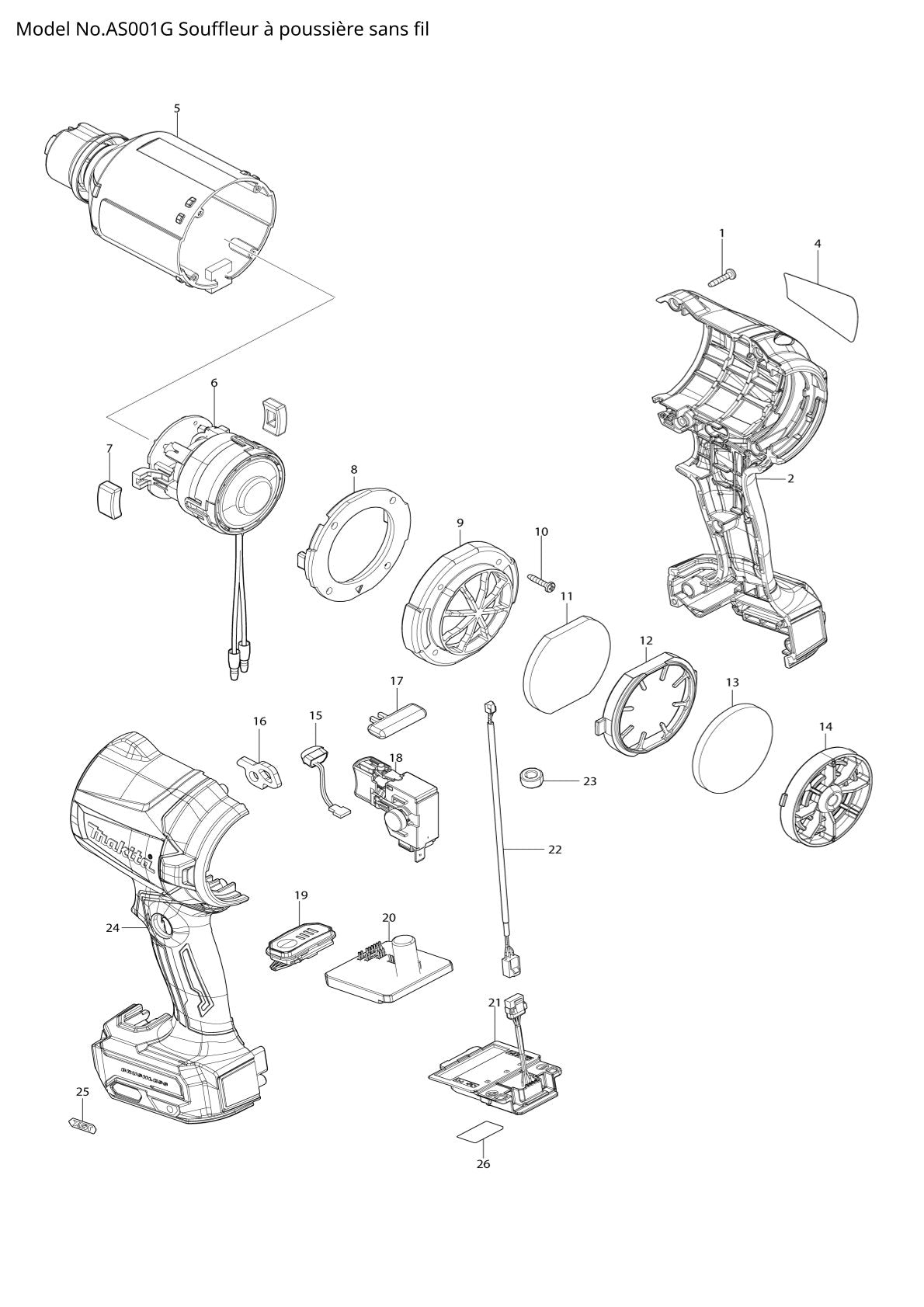 Pièces détachées Makita AS001G