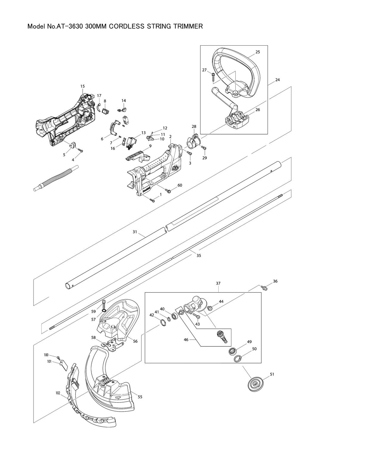 Vue éclatée Makita AT-3630 - page 1