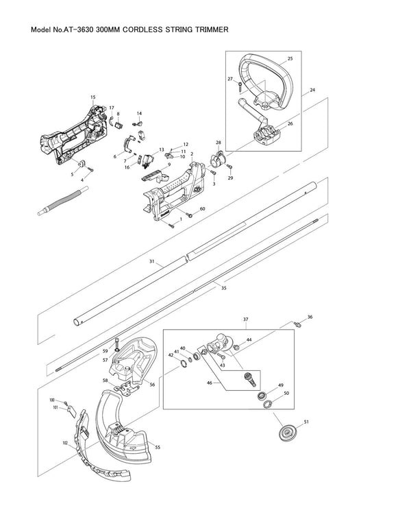 Vue éclatée Makita AT-3630 - page 1