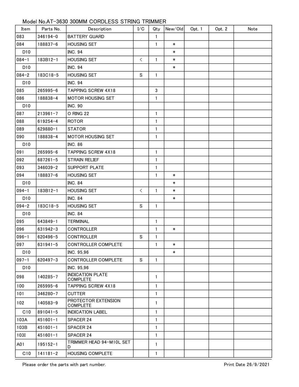 Vue éclatée Makita AT-3630 - page 6