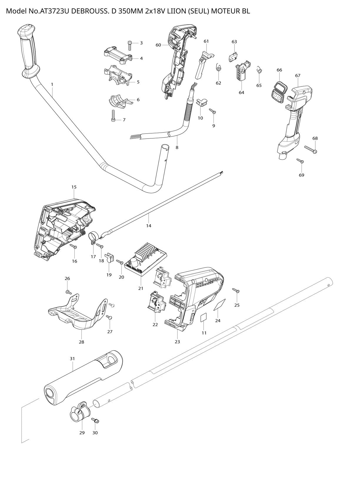 Pièces détachées débroussailleuse thermique Makita AT-3723U