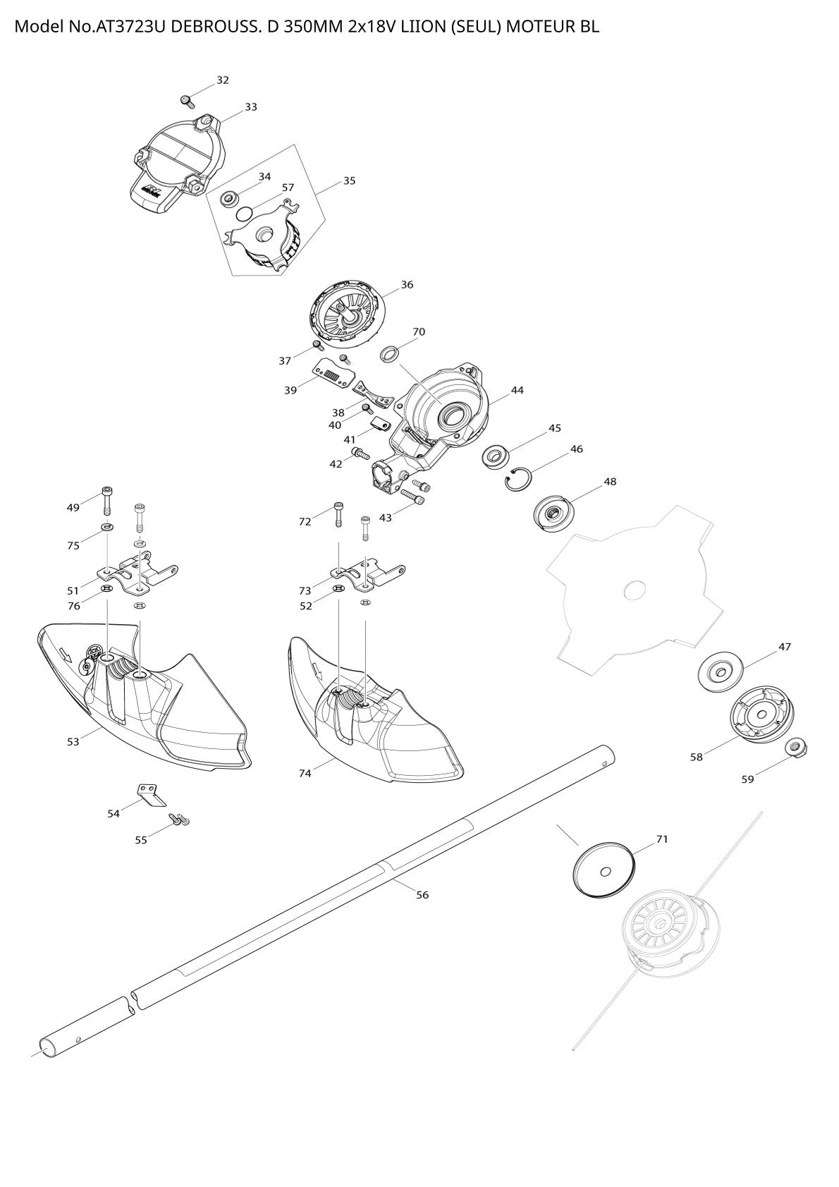 Pièces détachées débroussailleuse thermique Makita AT-3723U