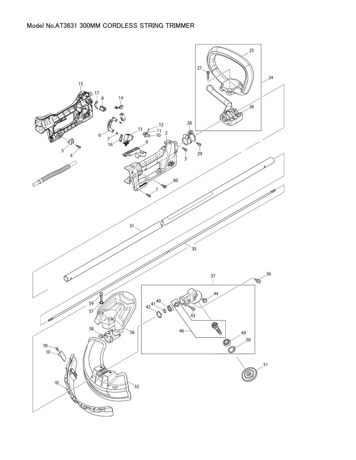 Vue éclatée Makita AT3631 - page 1