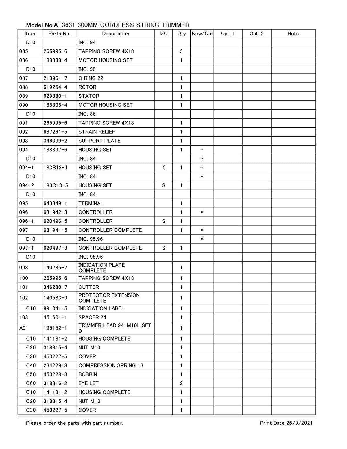 Vue éclatée Makita AT3631 - page 6