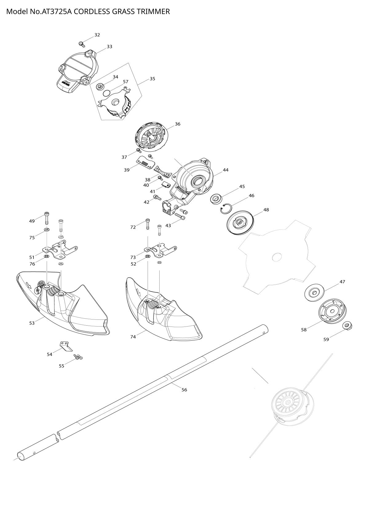 Vue éclatée Makita AT3725A - page 2