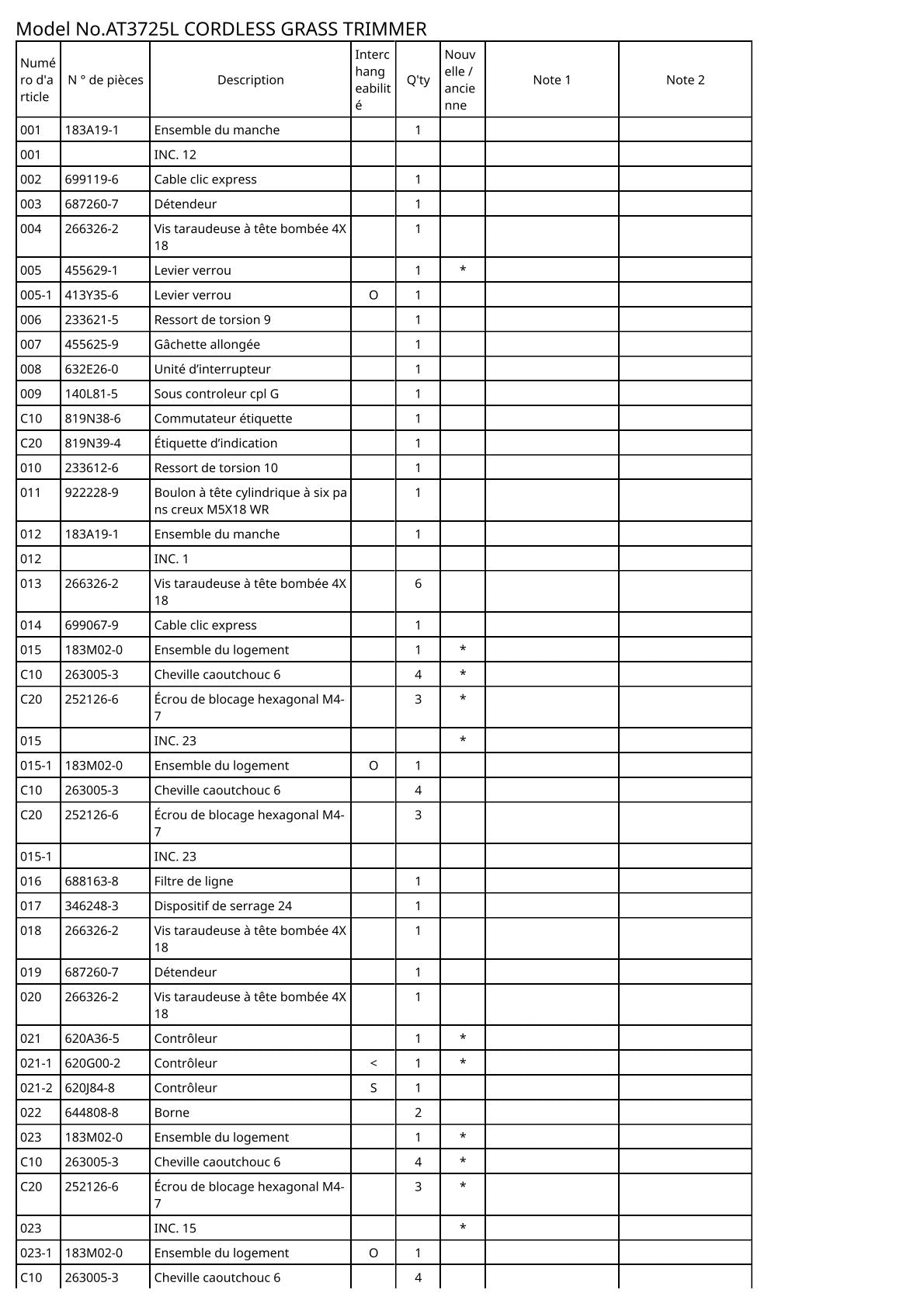 Vue éclatée Makita AT3725L - page 3