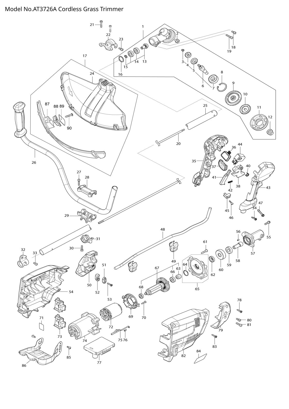 Vue éclatée Makita AT3726A - page 1