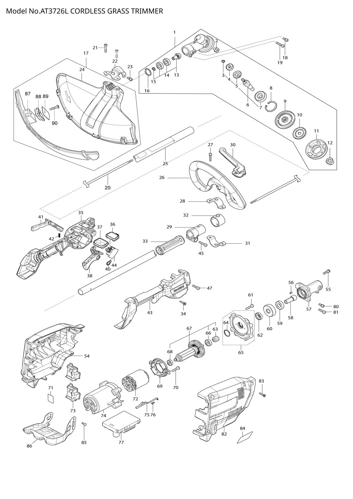 Vue éclatée Makita AT3726L - page 1