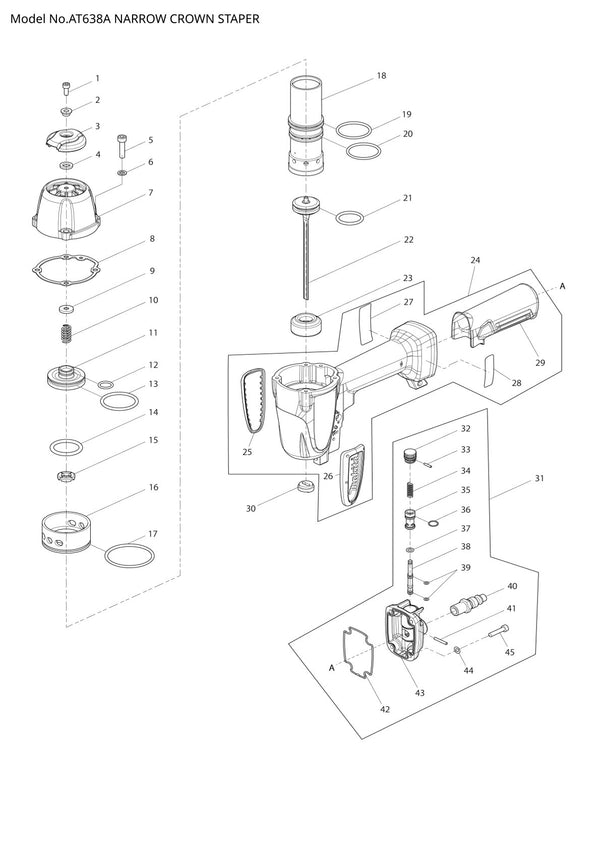 Vue éclatée Makita AT638A - page 1