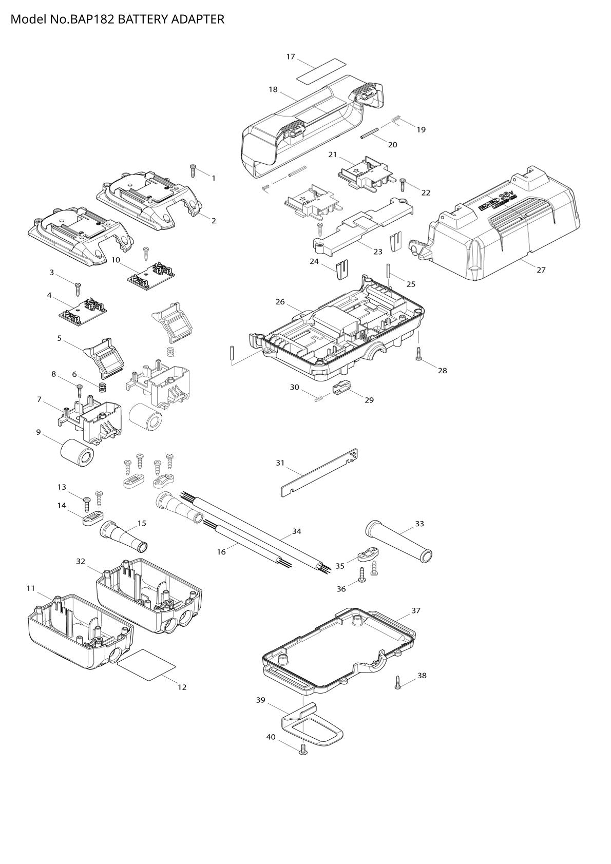 Vue éclatée Makita BAP182 - page 1