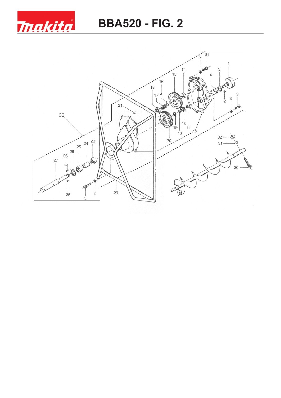 Vue éclatée Makita BBA520 - page 3